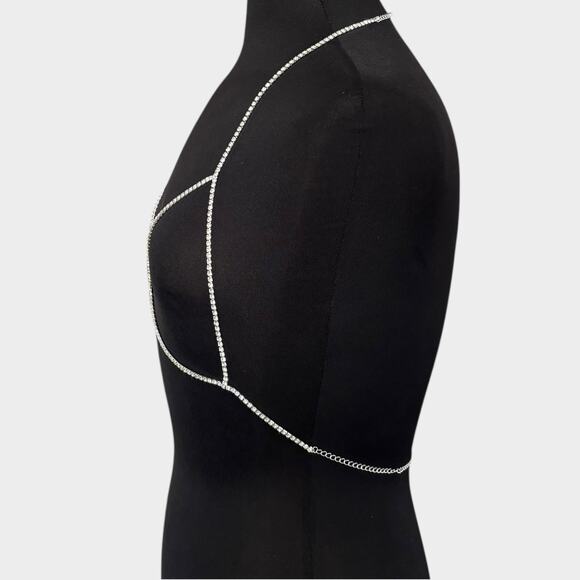 Silver Body Chain With Rhinestone - Picture 5 of 5
